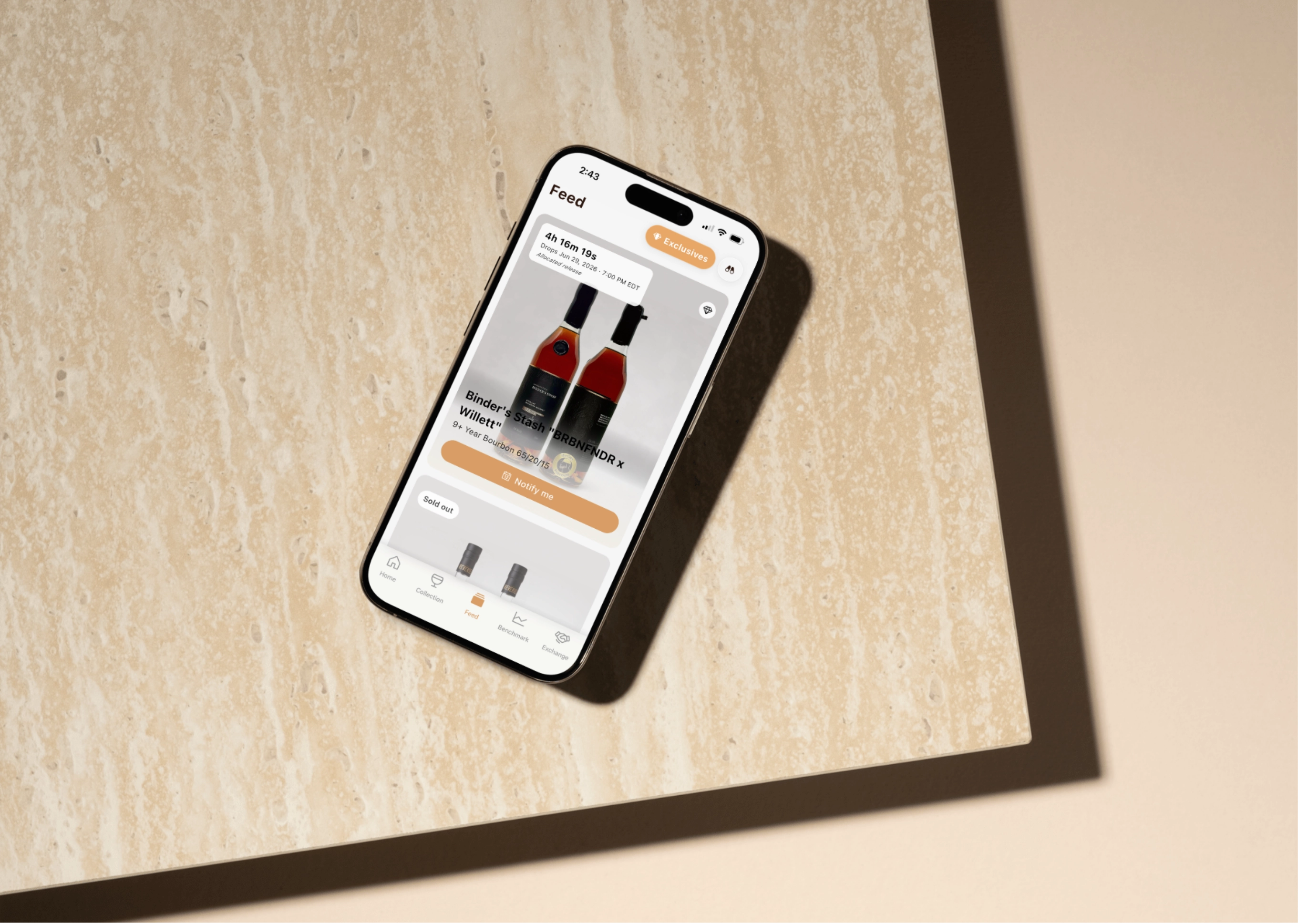 BRBNFNDR exclusive release feed on a phone